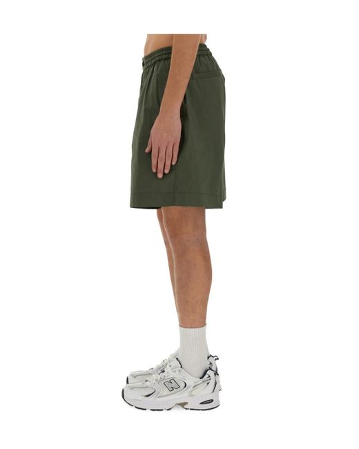 Aspesi Green Poplin Bermuda Shorts for men
