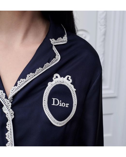 Dior Blue Médaillon Embroidered Short Shirtdress