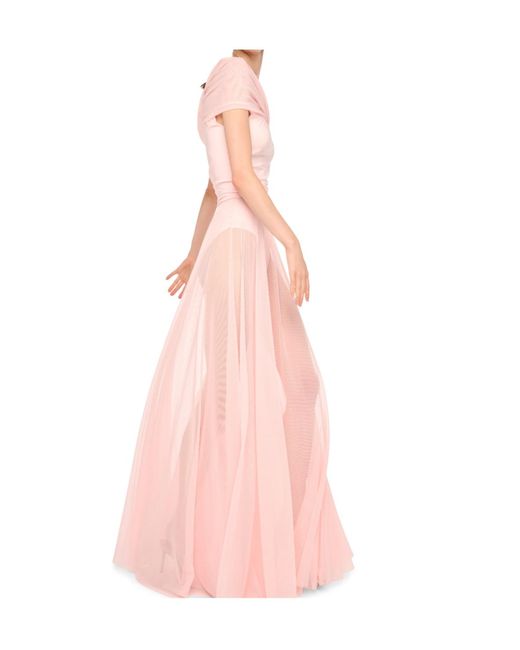 Norma Kamali Pink Cowl-Neck Maxi Dress