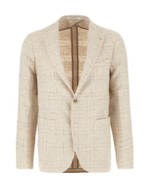 Tagliatore Natural Check Patterned Single-Breasted Tailored Blazer for men