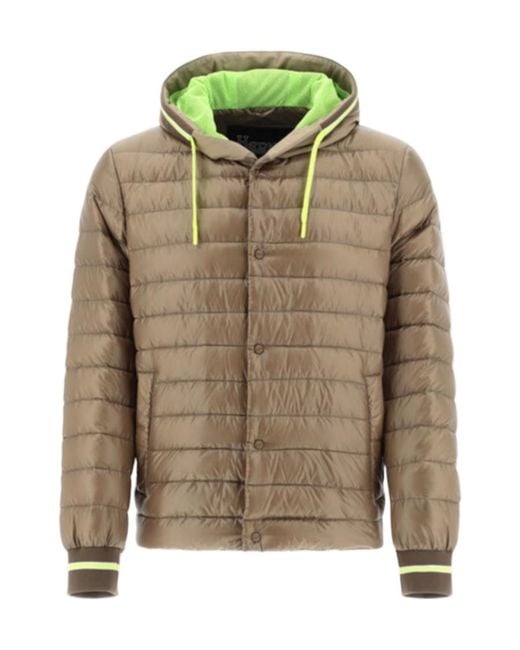 Herno Green Drawstring Hooded Padded Jacket for men