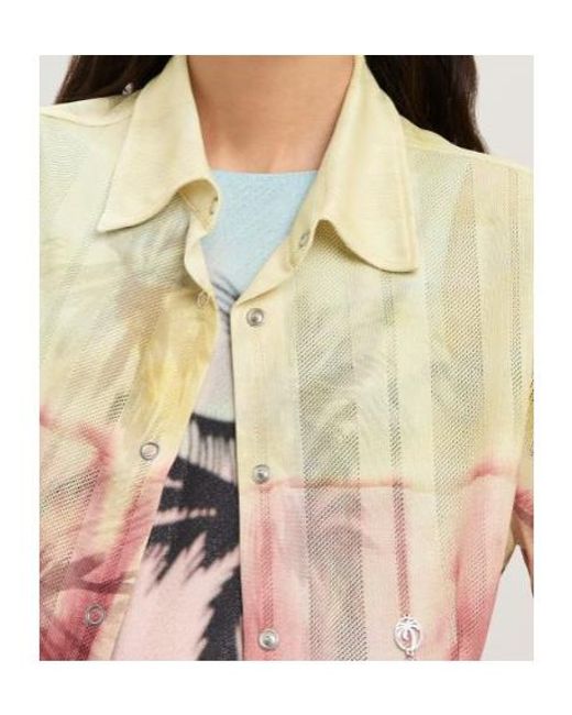 Palm Angels Pink Sunset Palms Mesh Shirt
