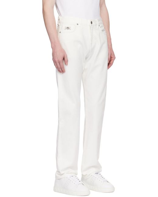 Versace White Logo Patch Straight-Leg Jeans for men