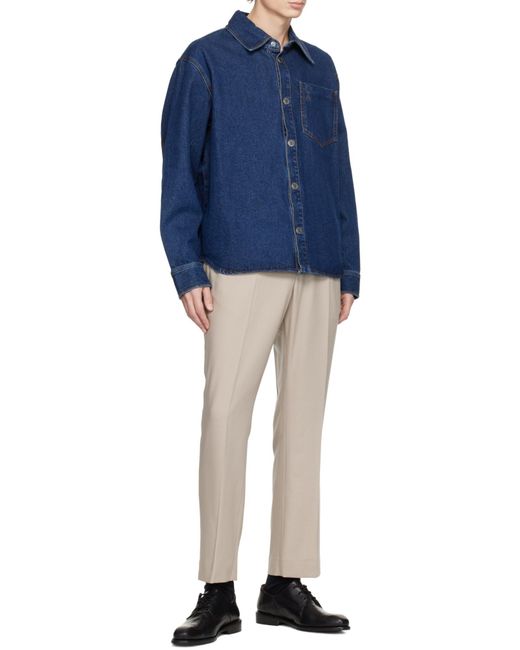 AMI Blue Ami De Coeur Denim Overshirt for men