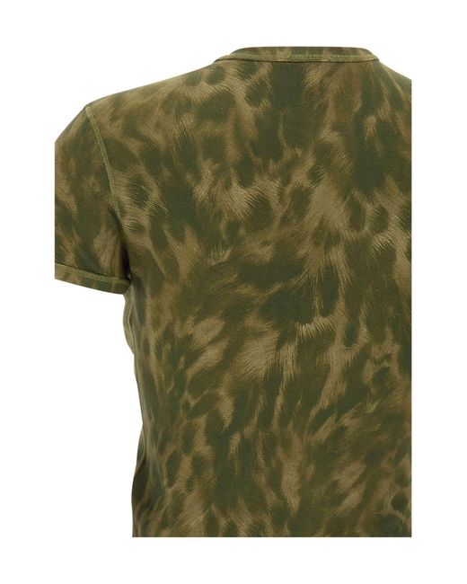 DIESEL Green Animal-Print Stretch Jersey T-Shirt
