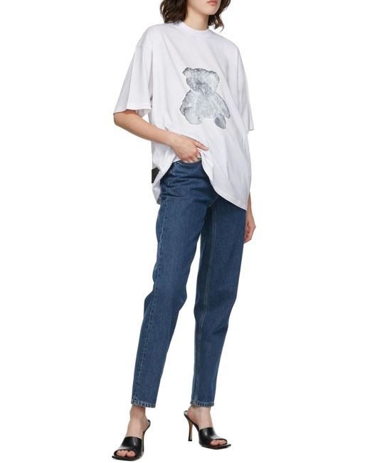 we11done White Negative Teddy Print T-Shirt for men