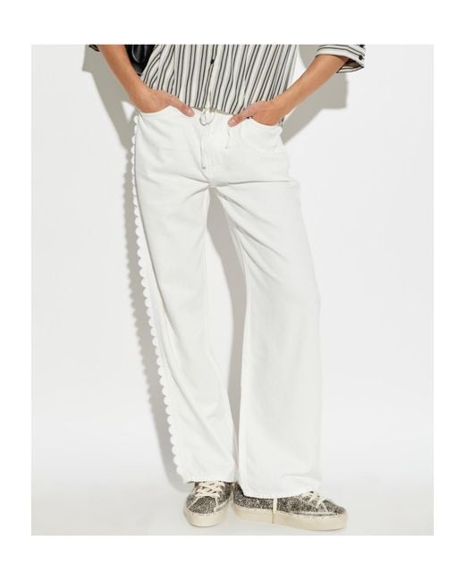Rag & Bone White Scallop-Trim Drawstring Jeans