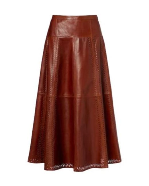 Ulla Johnson Brown Aninda Leather Midi Skirt