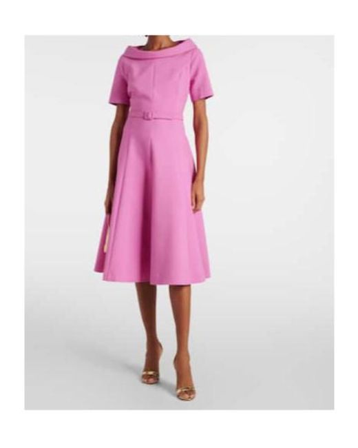 Oscar de la Renta Pink Wool-Blend Midi Dress