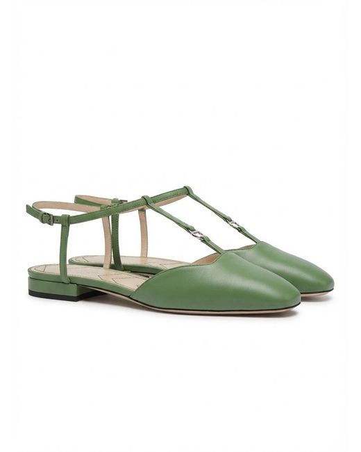 Gucci Green Double G Square-Toe Ballerinas