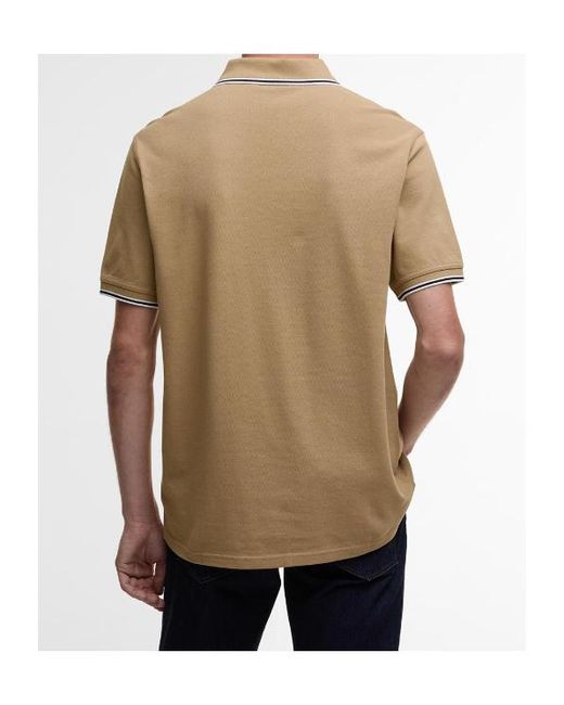 Barbour Natural Evan Tipped Short-Sleeved Polo Shirt for men
