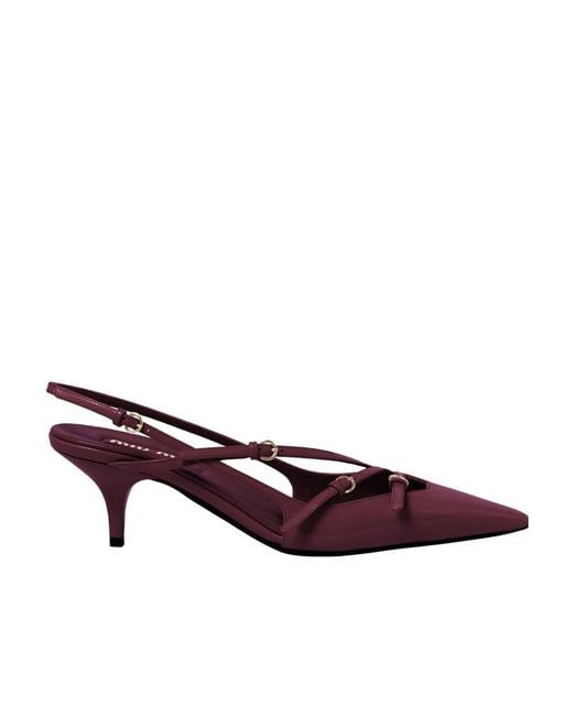 Miu Miu Purple Pointed Toe Slingback Pumps