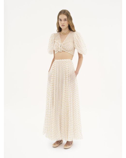 Chloé Natural Chloé Ruched Jacquard Cropped Top