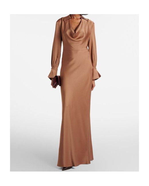 Jonathan Simkhai Brown Adelle Draped Satin Gown