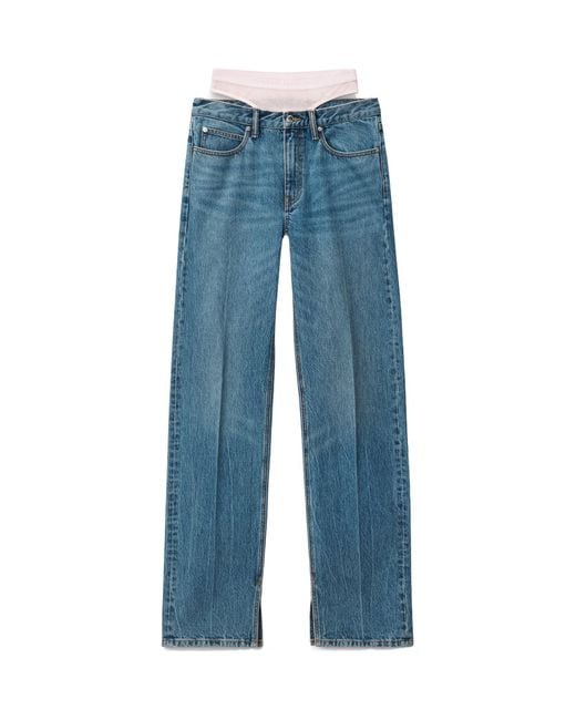 Alexander Wang Blue Layered Underwear Straight-Leg Jeans