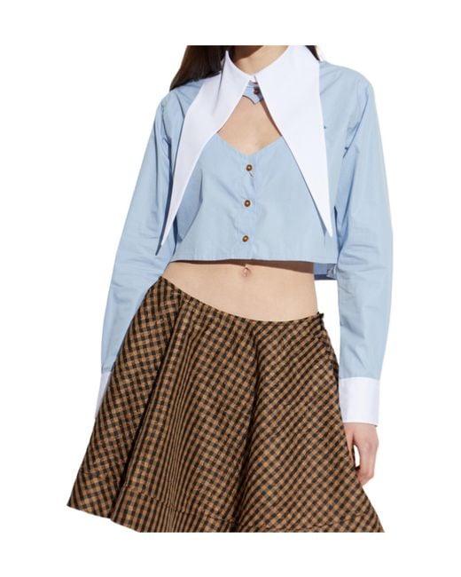 Vivienne Westwood Blue Cut-Out Cropped Shirt