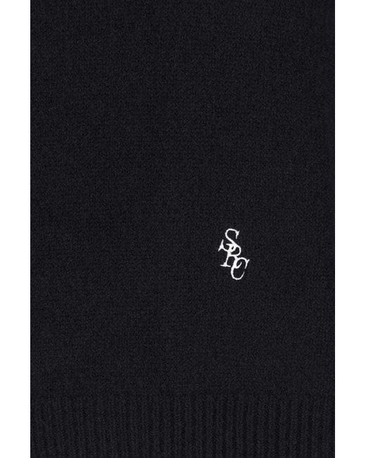 Sporty & Rich Blue Embroidered-Logo Cashmere Jumper for men