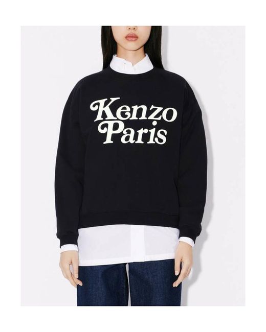 KENZO Blue Verdy Flocked-Logo Crewneck Sweatshirt