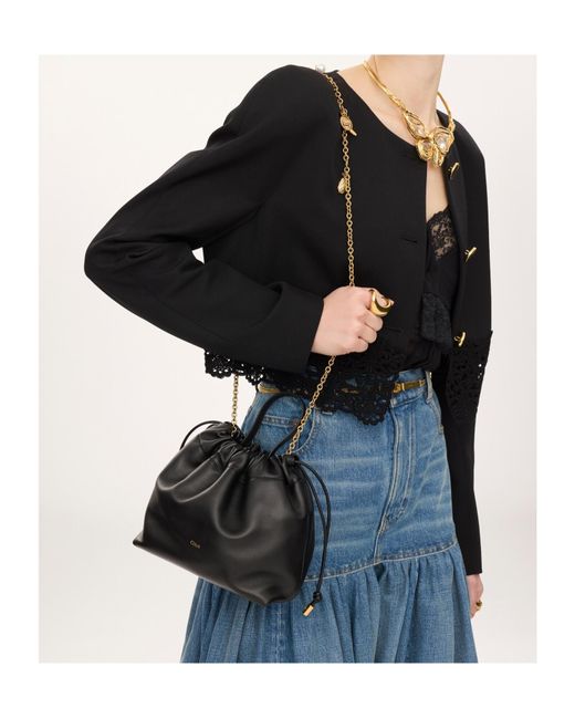 Chloé Black Chloé Icons Drawstring Small Bucket Bag