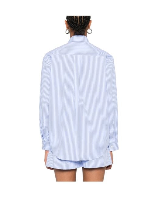 Sporty & Rich Blue Striped Embroidered Shirt