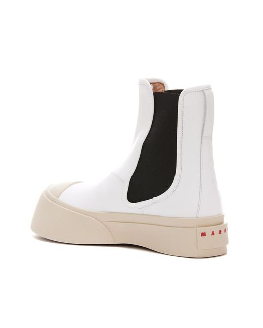 Marni White Chelsea Ankle Boots