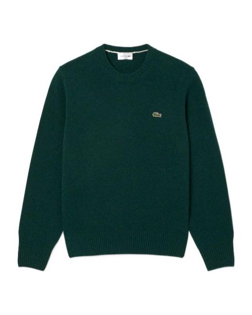 Lacoste Green Logo Patch Ribbed Crewneck Jumper for men