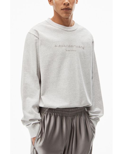 Alexander Wang White Puff Logo Long-Sleeved T-Shirt