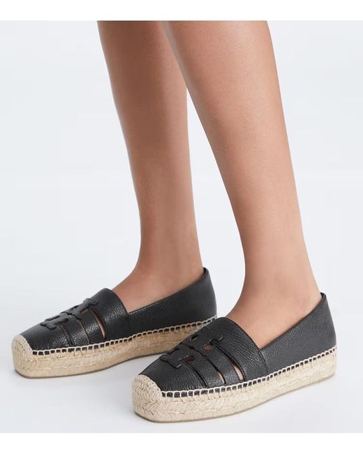 Tory Burch Black Ines Platform Espadrilles