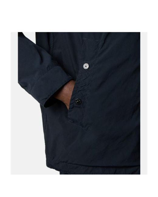 Stone Island Blue Logo Patch Buttoned Jacket for men