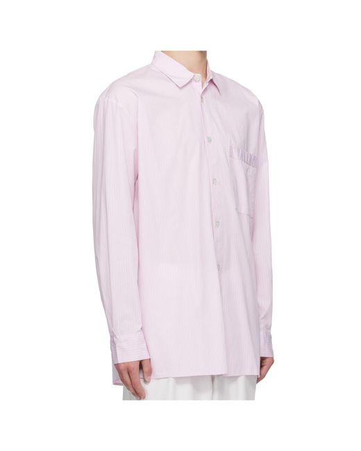 Tekla Pink Striped Poplin Pajama Long Shirt for men