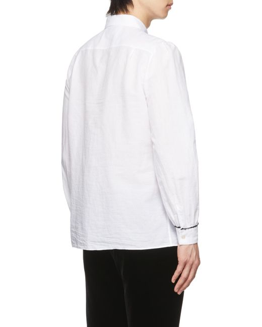 Saint Laurent White Contrasting Lace-Detail Shirt for men