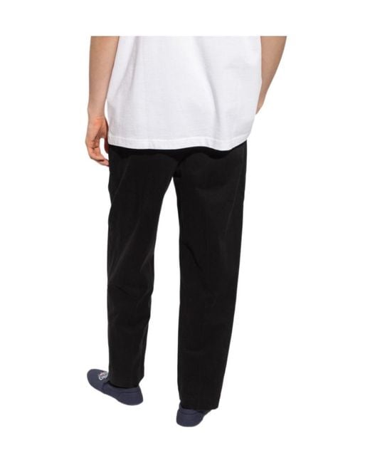 KENZO Black Logo-Patch Detail Chinos for men
