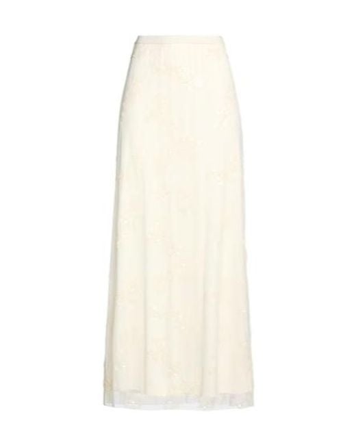 MAX&Co. White Sequined Midi Skirt
