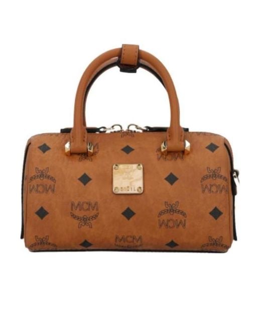 MCM Brown Logo Print Tote Bag