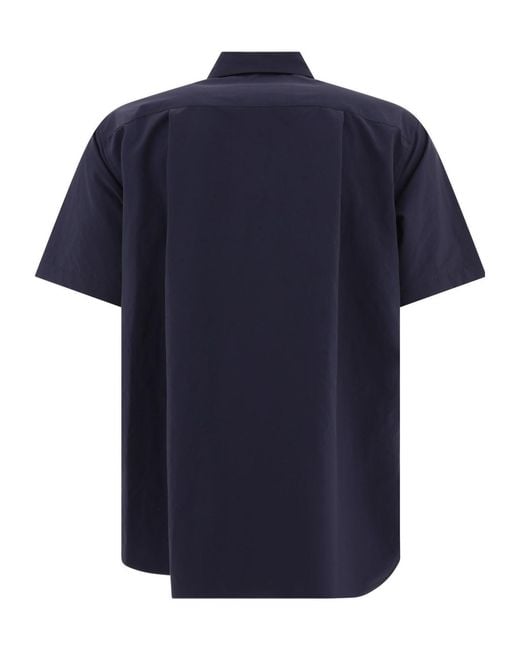 Sacai Blue Zip-Pocket Detailed Short Sleeved Buttoned Shirt for men