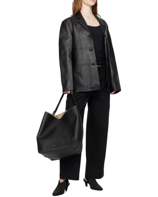 Totême  Black Totême Belt Detailed Tote Bag