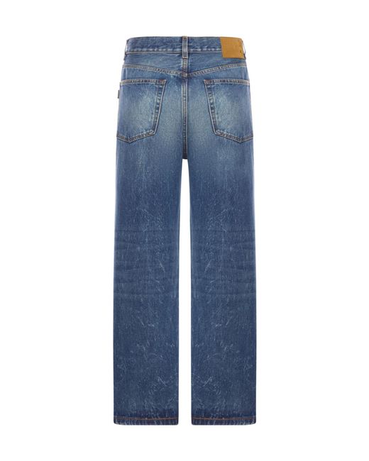 Haikure Blue Five-Pocket Whiskered Jeans for men