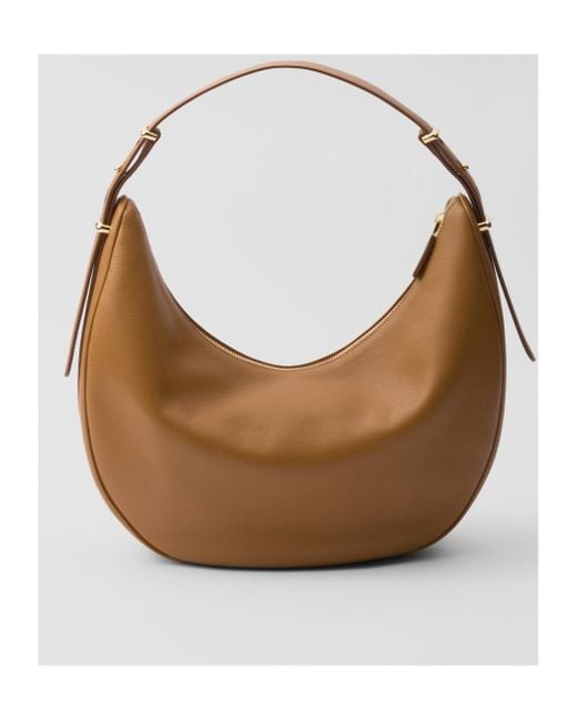 Prada Brown Arqué Zip-Up Large Shoulder Bag