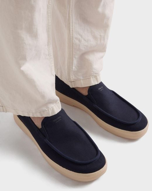 Prada Blue Fabric Loafers for men