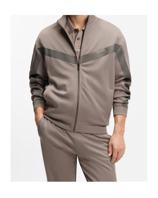 Boss Brown Logo Zip Sweatshirt for men