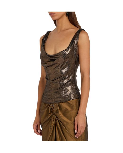 Vivienne Westwood Brown Anna Draped Lamé Top