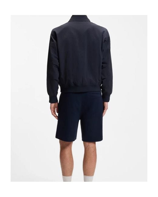 Boss Blue Collared Long-Sleeved Casual Jacket for men