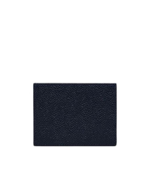Thom Browne Blue Pebbled-Leather Card Holder for men