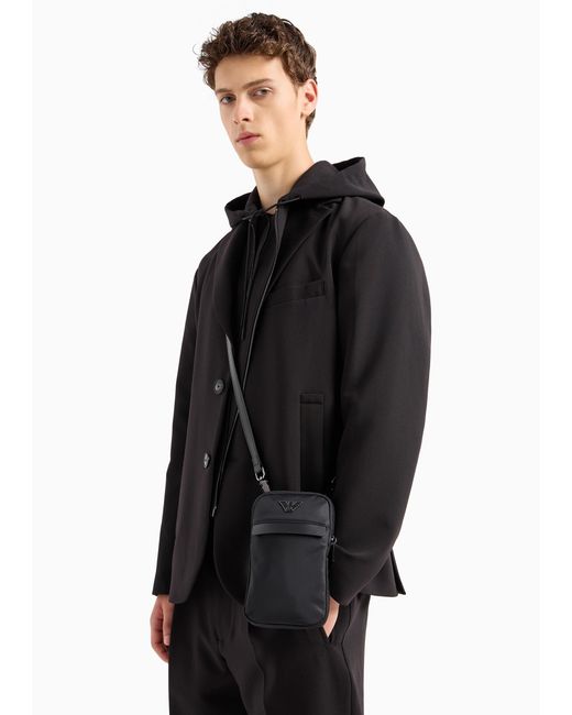 Emporio Armani Black Logo-Plaque Zipped Phone Holder for men