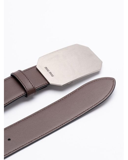 Miu Miu White Logo-Engraved Buckle-Fastened Belt