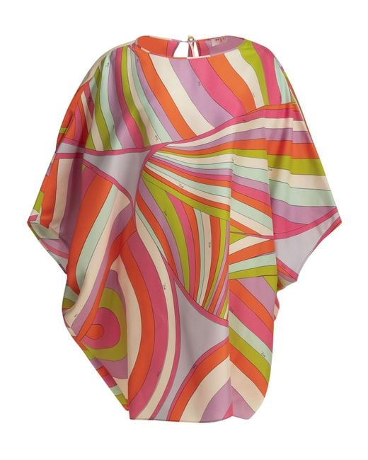 Emilio Pucci Red Pucci Iride Printed Kaftan Dress
