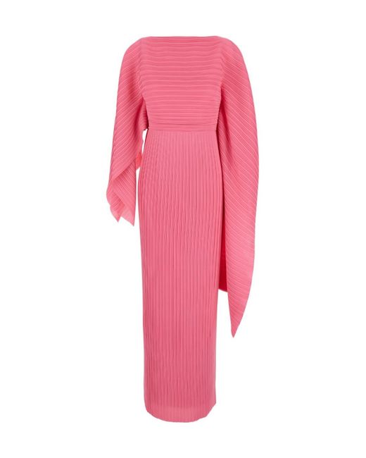Solace London Pink Adami Plissé-Effect Dress