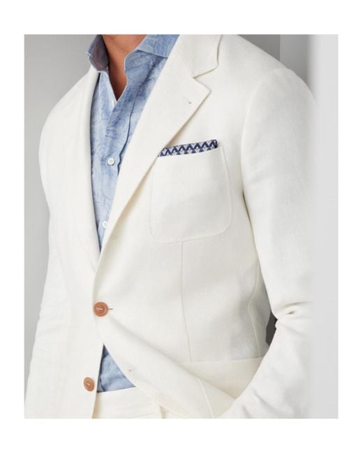 Brunello Cucinelli White Single-Breasted Tailored Blazer for men