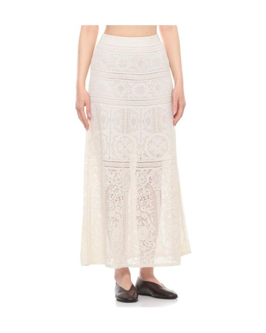D.exterior White Lace Maxi Skirt