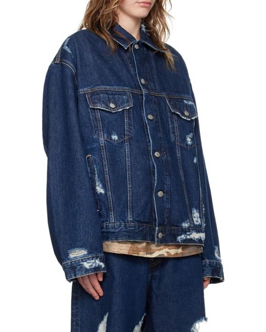 Acne Blue Relaxed Fit Distressed Denim Jacket for men